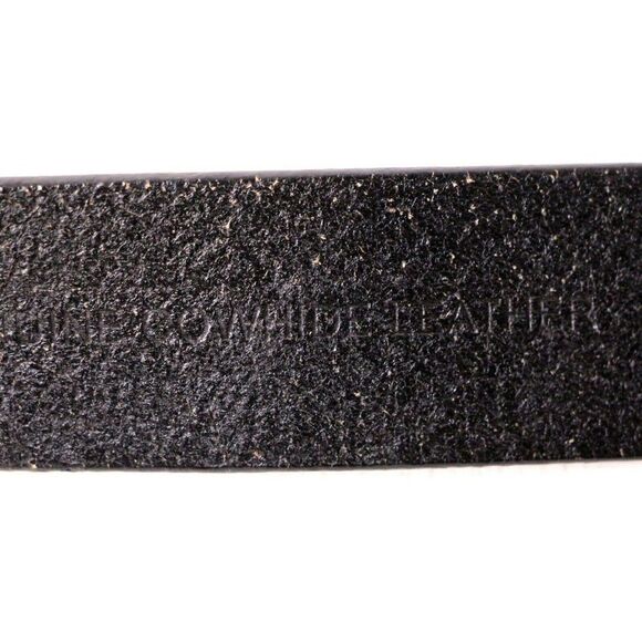 VINTAGE BLACK GENUINE LEATHER 1.25"Wd HOOK BUCKLE CASUAL WOMEN'S BELT Sz M (G74 - Picture 9 of 12